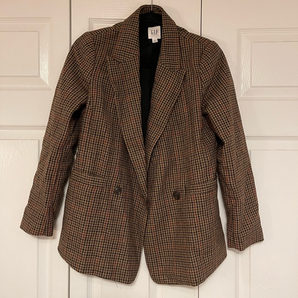 Gap Houndstooth Blazer Riding Jacket Single Button - 6 Petite